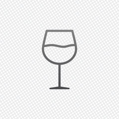 Wall Mural - Wine glass. Linear, thin outline. On grid background