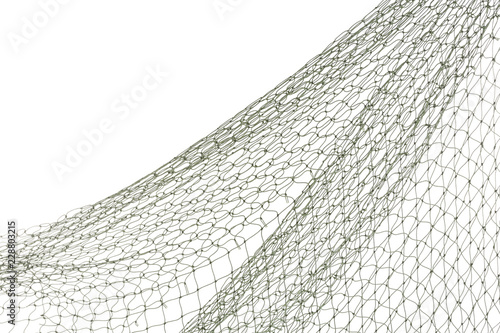Cuadros en Lienzo Fishing net on white background, closeup view
