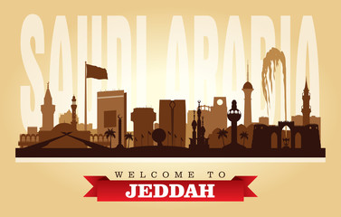 Jeddah Saudi Arabia city skyline vector silhouette