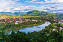 View Of City Along The Khan River Of Luang Prabang, Laos