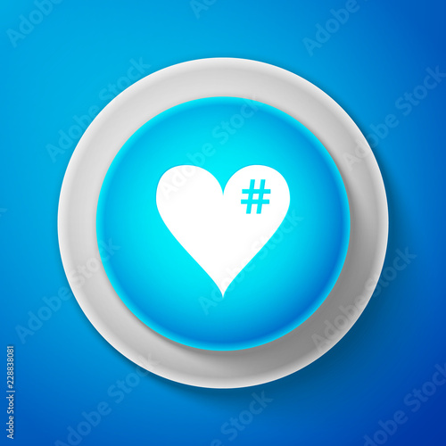 White The Hash Love Icon Hashtag Heart Symbol Icon Isolated On