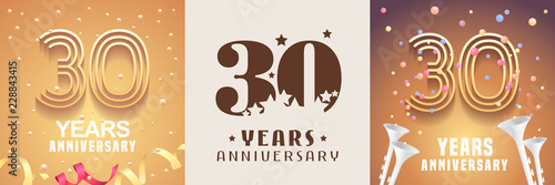 Fotografía 30 years anniversary set of vector icon, symbol