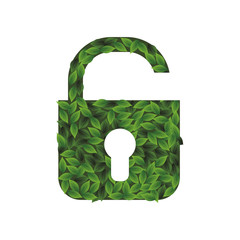 Poster - secure padlock of leafs