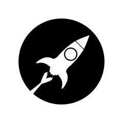 Sticker - space rocket flying icon