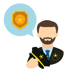 Wall Mural - police agent with shield