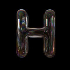 Soap bubble letter H - Upper-case 3d transparent font - childhood, imagination or fragility concept