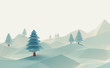 3d illustration winter tree low poly christmas scene background.