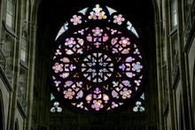 Art Nouveau Painter Alfons Mucha Stained Glass Window In St. Vitus Cathedral, Prague, Czech Republic