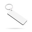 Blank key ring isolated on white background. Key chain for your design. Clipping paths object. ( Long rectangle shape )