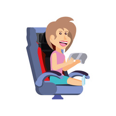 Sticker - girl sitting playing video game