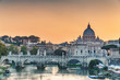 St. Peter's Basilica in Rome, Italy, at sunset. Scenic travel background..