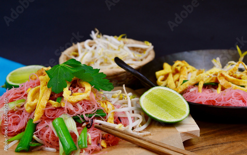 Thai Street Food Menu Pink Stir Fried Rice Noodles Thai Name Is