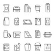 Food packaging symbols, line art icon set