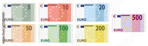 Fotomural Euro Scheine / Währung / Banknoten / Geldscheine