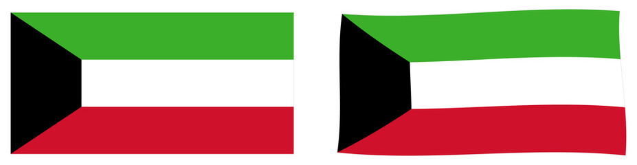 Wall Mural - State of Kuwait flag. Simple and slightly waving version.