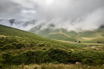 scenic landscape in Iraty mountains in summertime, basque country, france