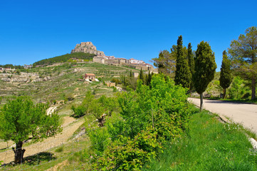 Poster - die alte mittelalterliche Stadt Morella, Castellon in Spanien - the old medieval town of Morella in Spain