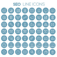 Wall Mural - big seo icon set, trendy line icons collection