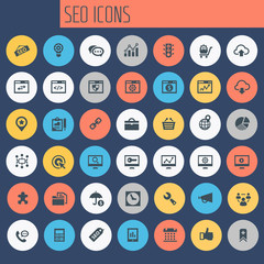 Wall Mural - trendy flat design big seo icons set