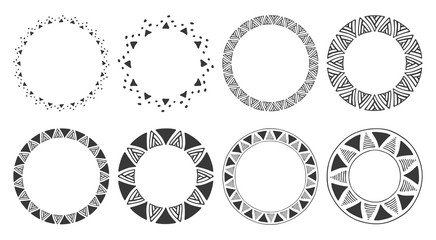 Wall Mural - set of hand drawn round frames. tribal and geometric decorative design elements. circle ornaments. h