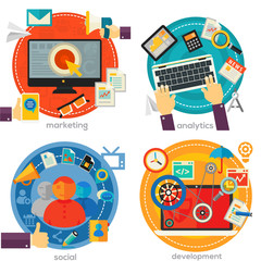 Wall Mural - development and social marketing concept banners - analytics, marketing, social networks, developmen