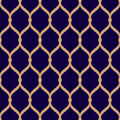 Poster - Luxury geometric seamless pattern. Vector golden grid texture.