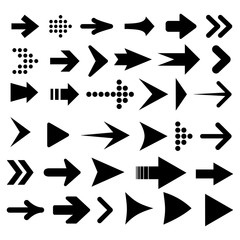 Aufkleber - Set arrow icon. Different black arrows sign – stock vector