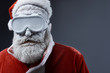 © Yakobchuk Olena - Close up portrait of bearded old man in Santa costume covered with snow. Copy space on right side