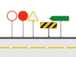 © Den photographer - Vector Set of road signs on street, flat design style
