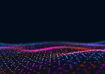 Wall Mural - abstract 3d rendering futuristic dots and lines. computer geometric digital connection structure. fu
