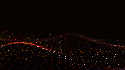 Wall Mural - abstract 3d rendering futuristic dots and lines. computer geometric digital connection structure. fu