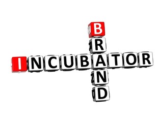 Wall Mural - 3D Rendering Crossword Incubator Brand Over White Background.