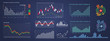 © zeynurbabayev - Set of Intelligent technology hud interface. Network management data screen with different chart and diagram. Illustrated vector.