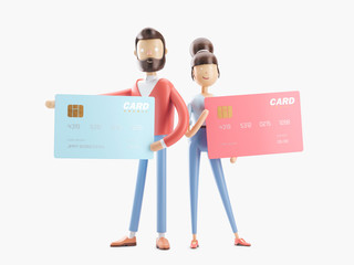 Sticker - 3d illustration. credit card banking concept