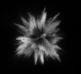 Wall Mural - White powder explosion on black background