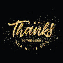 Hand Drawn Happy Thanksgiving Lettering Typography Poster. Celebration Quotation For Postcard, Greeting Card, Icon, Invitations, Logo Or Badge. Vector Gold Glitter Ornate Calligraphy Text