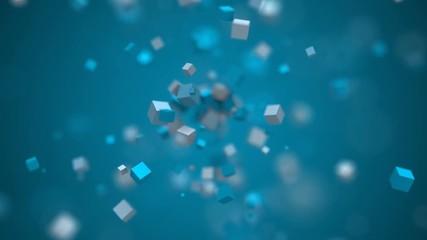 Abstract 3d rendering of geometric shapes. Computer generated loop animation. Modern background with cubes. Motion design, 4k UHD