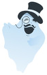White ghost with mustache in hat and pince-nez