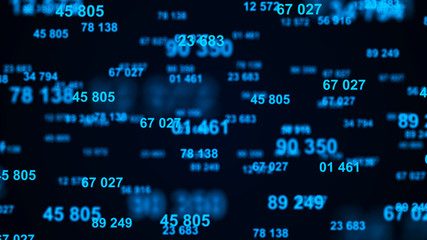 Wall Mural - digital blue background. information code. binary computer code. 3d rendering