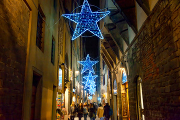 Sticker - Illuminated Christmas street in Florence