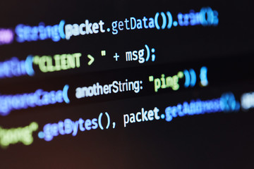 photo of monitor programmer. color code of the program