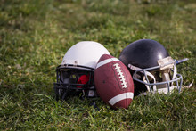 American Football Helmets And Ball