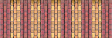 Horizontal Row Of Yellow Brown Bricks Symmetrical Background Design Urban Bright Pattern Base Loft Style