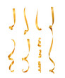 Golden serpentine set. Vector golden serpantine pieces isolated on white background.
