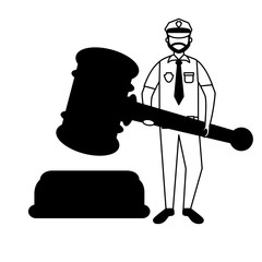 Sticker - police man court hammer