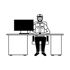 Wall Mural - working office police man