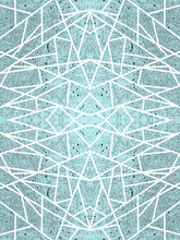 Turquoise Background With White Criss-cross Lines. Open-work Ornament, Kaleidoscope Effect. Abstract Geometric Lace Pattern. Symmetric Spiderweb Effect. Modern Technology Design For Wallpaper, Website