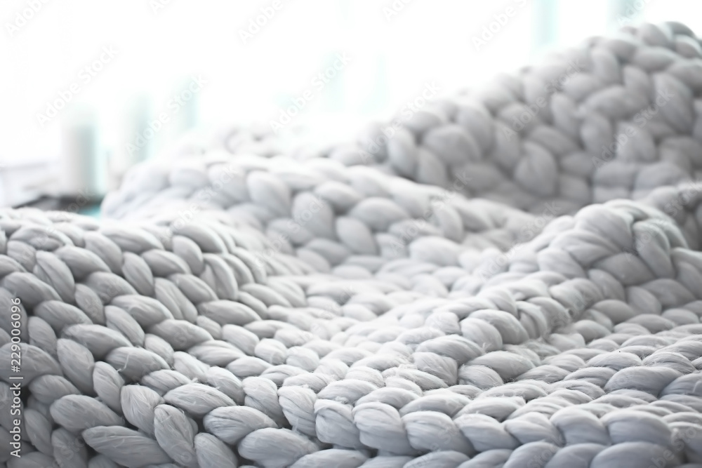 gray plaid close-knit / background texture woolen cozy plaid - obrazy, fototapety, plakaty 