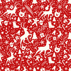 Wall Mural - concept of christmas wallpaper with decorations - seamless texture. vector.