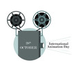 Vector illustration for the International Day of Animation with a Movie Projector, October 28th.